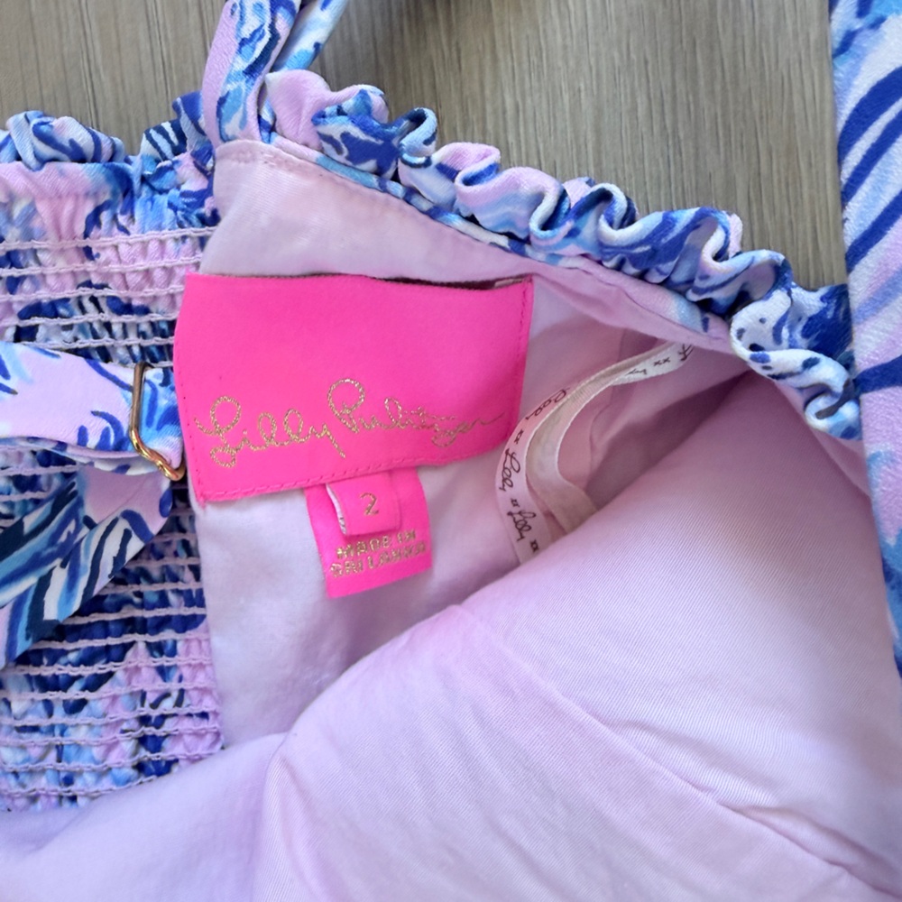 Lilly Pulitzer Floral Pink and Blue Romper - Picture 4 of 6